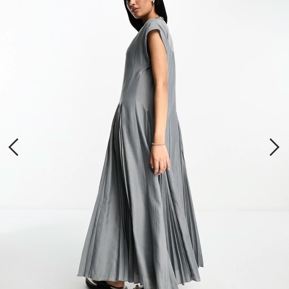 ASOS Gray Pleated Maxi Dress - Picture 2 of 4